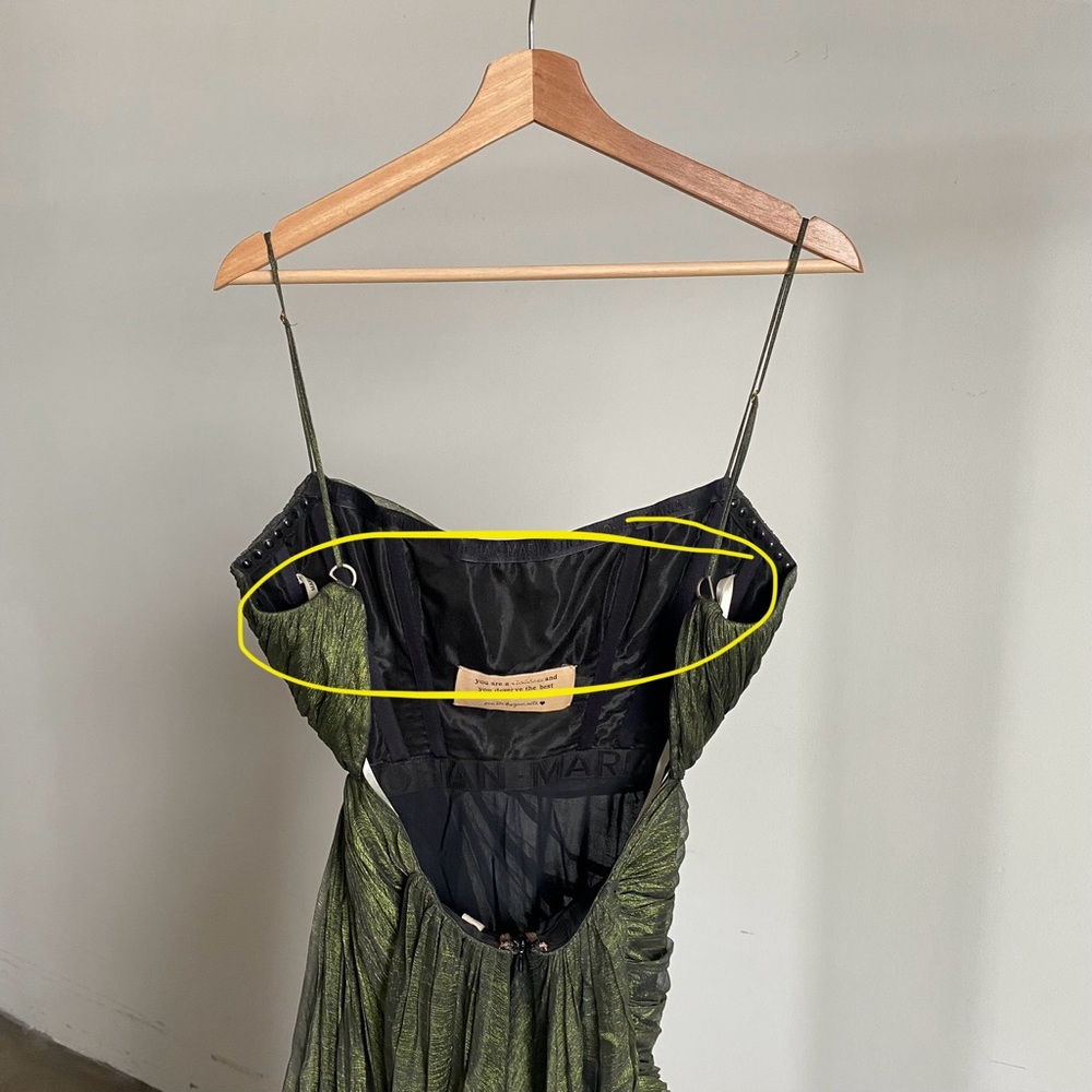 Maria Lucia Hohan Olive Green Spaghetti Strap Midi Dress - Picture 14 of 17